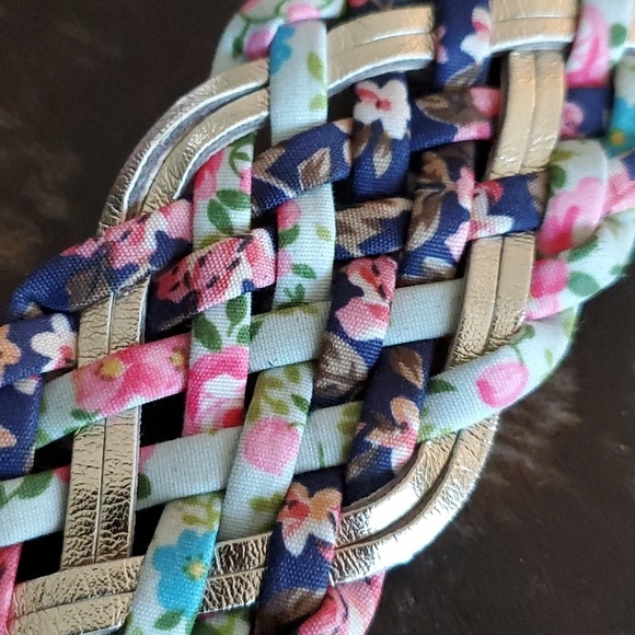 VINTAGE CHUNKY MULTICOLR BRAIDED BELT GIRLIE PINK PURPLE SILVER GREEN BLUE